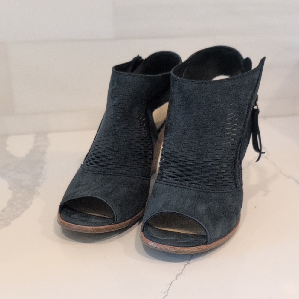 Paul Green Blue Peep-Toe Ankle Boots